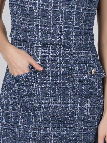 Image of Hobemty Women's Sleeveless Tweed Dress Boat Neck Work Office Sheath Dresses