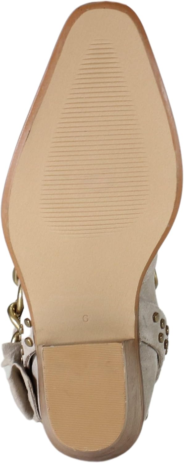 Diba True Womens Paper Lily Chain Studded Snip Toe Zippered Casual Boots Ankle Mid Heel 2-3" - Off White