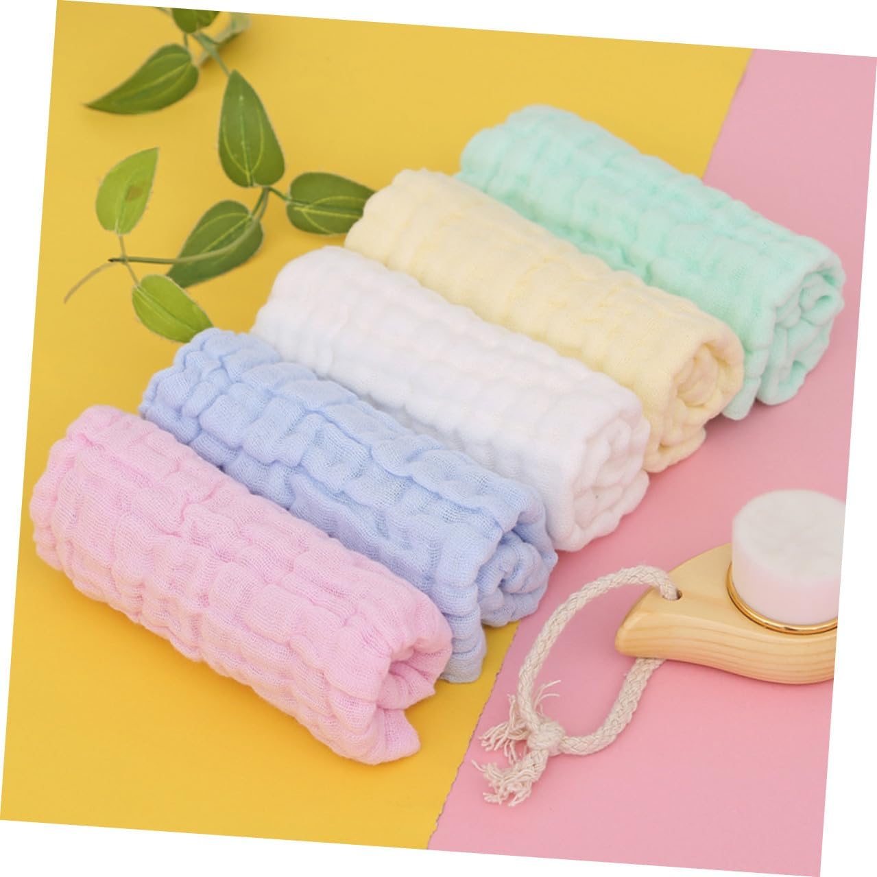 5 pcs Cotton Muslin Washcloths for Newborns and Soft Absorbent Pure Cotton Face Towels for Sensitive Skin Multipurpose Hand and Burp Cloths