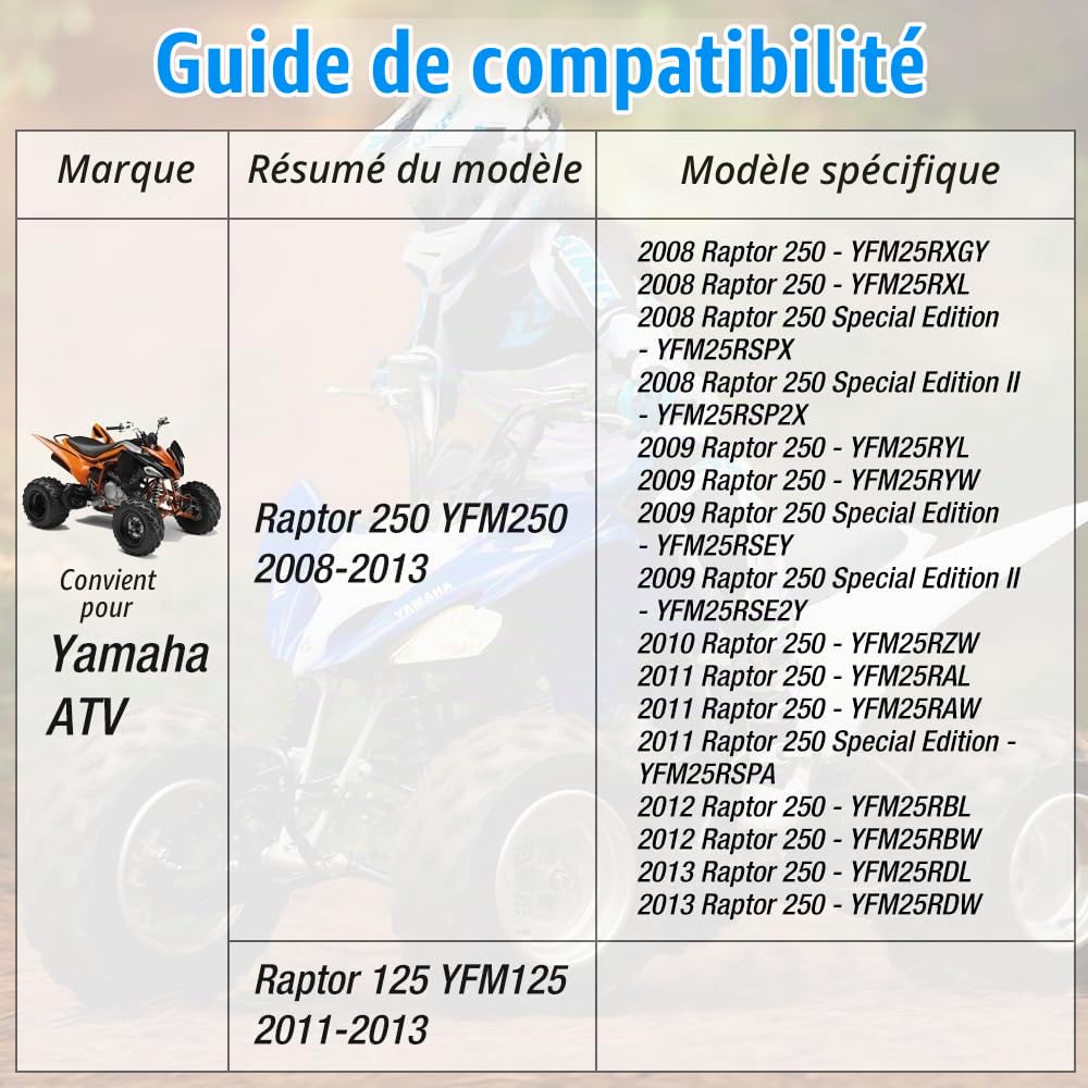 Étrier de frein arrière avec plaquettes pour Yama-ha Raptor 125 250 350 YFM 125 250 350 avec frein de stationnement #5YT-2580W-10-00 5YT-2580W-00-00