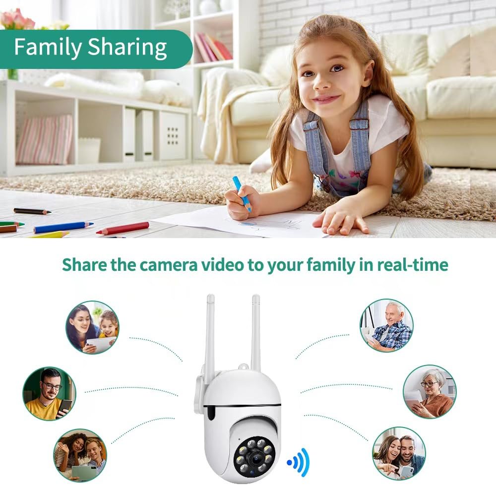 Juego de 4 Cámaras de Vigilancia WiFi 1080P 3MP 360° 5GHz/2.4GHz, Visión Nocturna, Audio Bidireccional, Detección de Movimiento