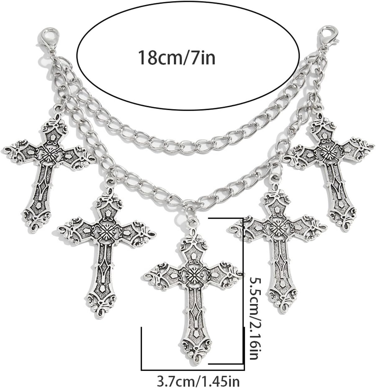 2Pcs Gothic Cross Tassel Anklet High Heel Decor Ankle Chain Punk Foot Chain Layered Cross Pendant Foot Bracket High Heel Accessories for Women image 5