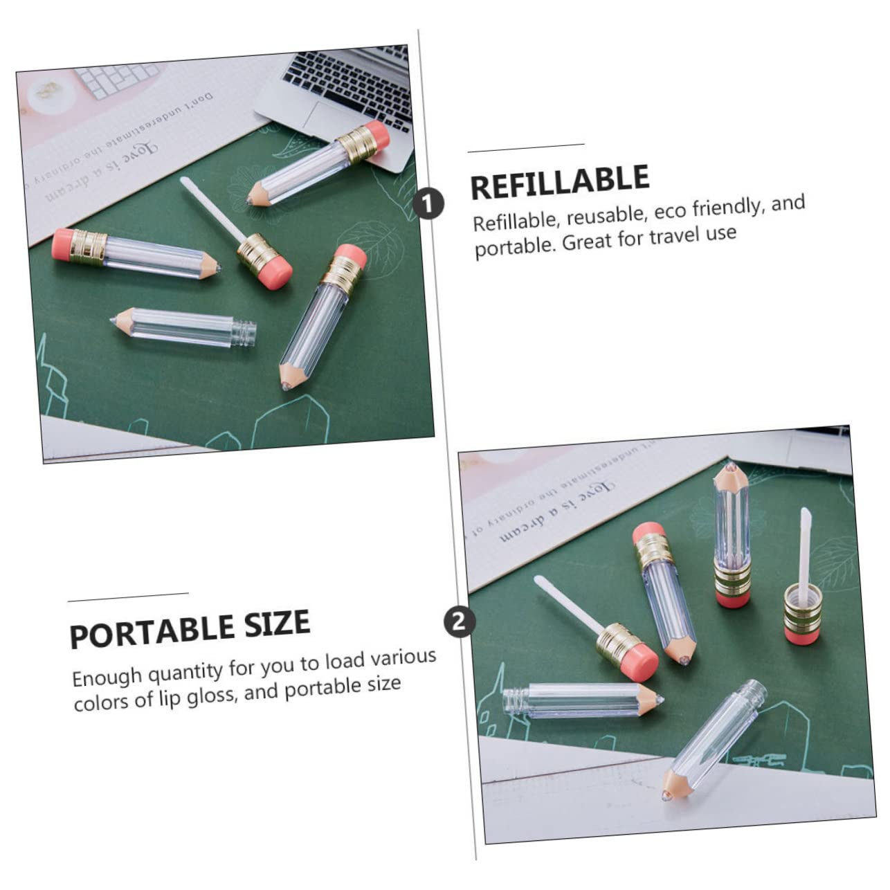 BESTYASH 4 Sätze Diy Lip Gloss Hohlrohr Material Lippenfüller Glanz Röhren Füllung Leer Getönt Leckerer Lipgloss Flasche Lippentönung Schönheit Behälter Plastik 6 Stück * 4