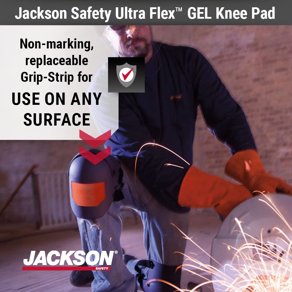 JACKSON SAFETY 95110 Universal, Grey/Orange Ultra-Flex Premium Grade protective durable comfort anti-slip Knee Pads for construction, work, gardening, flooring or DIY, grey