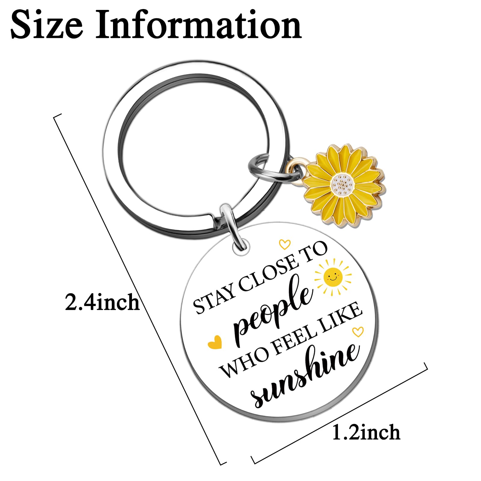 Sunshine Gifts for Women Motivational Sunshine Decorations Keychains Sunflower Gifts Basket for Women Friend Bestie Coworker Birthday Christmas Inspirational Cheer Up Gift for Her Sunshine Keyring