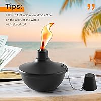 Vista 6 de Paquete de 6 antorchas de metal para mesa, antorchas de citronela de 22 onzas para exteriores, antorcha de luz de llama recargable, linterna