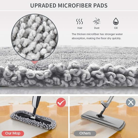 MANGOTIME Spray Mop for Floor Cleaning with 3 Washable Microfibre Pads