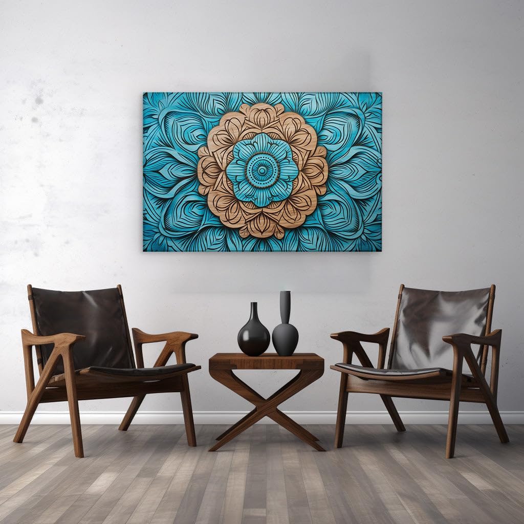 Canvas for Living room. Intricate Wooden Artwork Flourishes in Wave-Petal Elegance, 27 x 18 inch Canvas Wall Art - Contemporary Masterpieces - Nature Home Decor - 69x46 cm (27x18 inch)