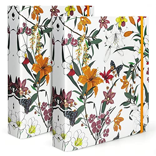 Mini classeur de 14x21,6 cm à 3 anneaux avec motif floral et élastique