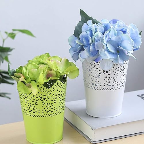 Miniatura 5 de Happyyami Juego de 2 jarrones florales con ribete de encaje, jarrón de hierro para flores frescas o artificiales, decoración del hogar