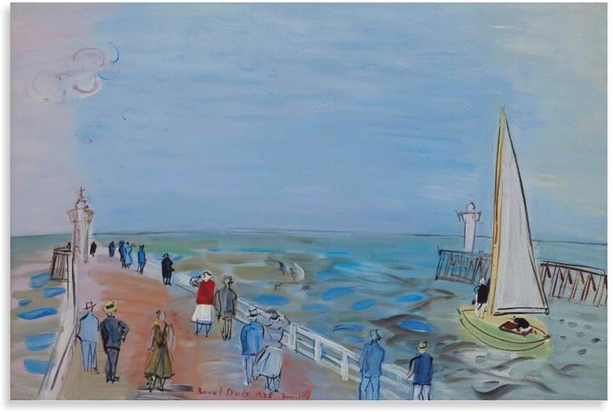 Orjdjz Wxkbl Vintage Raoul Dufy Canvas Painting《The Jetties》Wall Art Raoul Dufy Posters Abstract Picture and Prints for Living Room Decor 40x55cmx1 Frameless