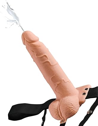 Strapon con función squirting 22 cm - Dildo strap on eyaculador - Dildo que chorrea