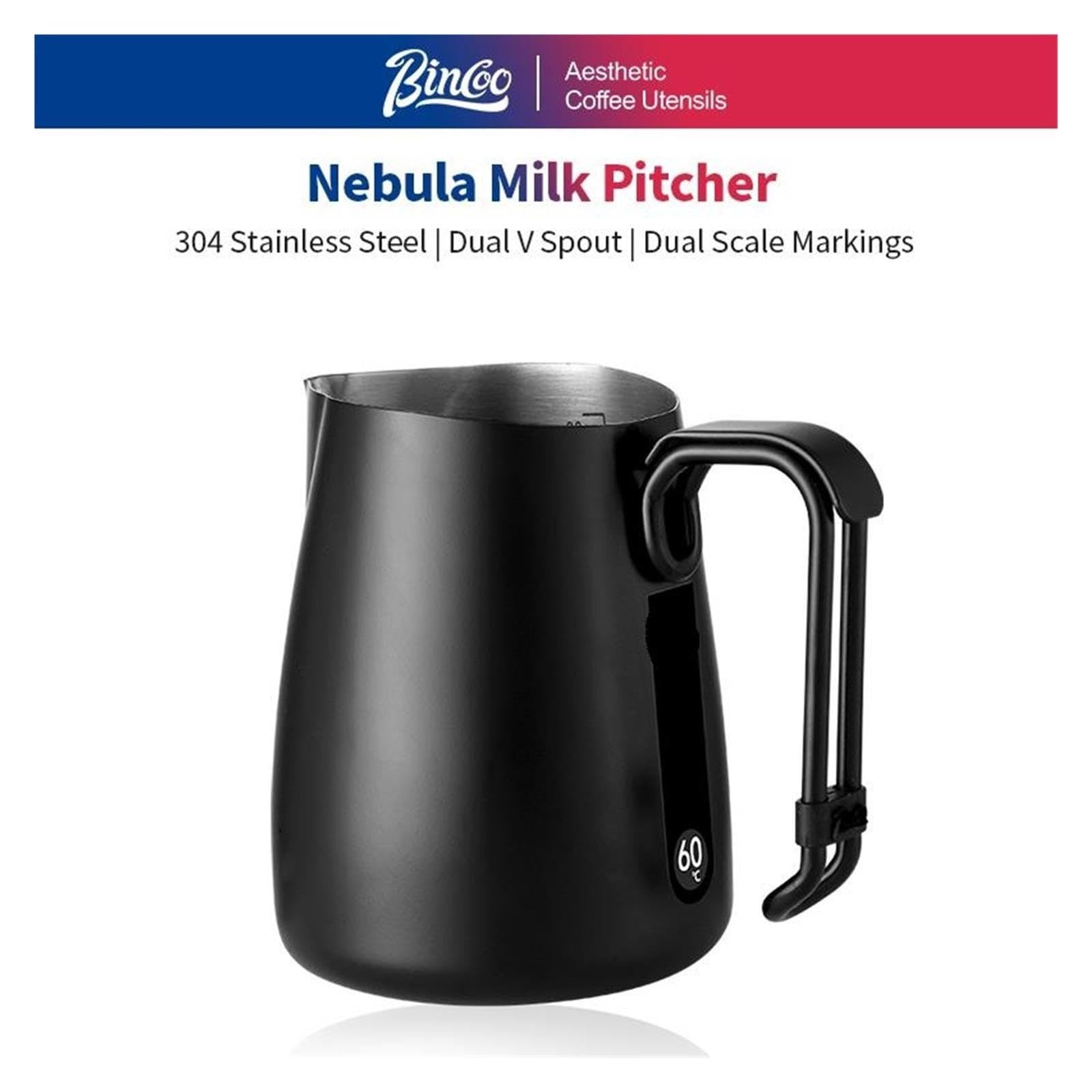 Caraffa Schiuma Latte, Brocca Acciaio Inox 600ml Con Linee Di Misura