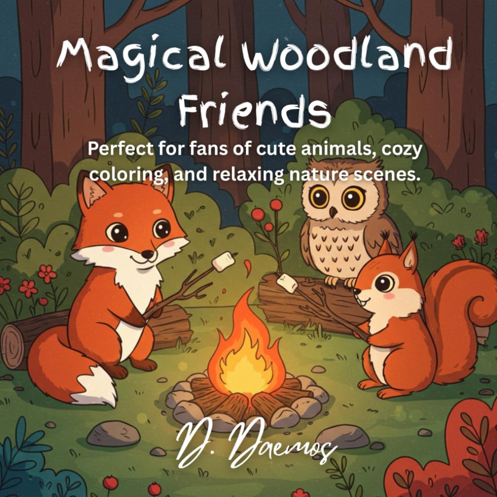Magical Woodland Friends: Relax and unwind with cute owls, foxes, hedgehogs, and more in cozy woodland scenes.