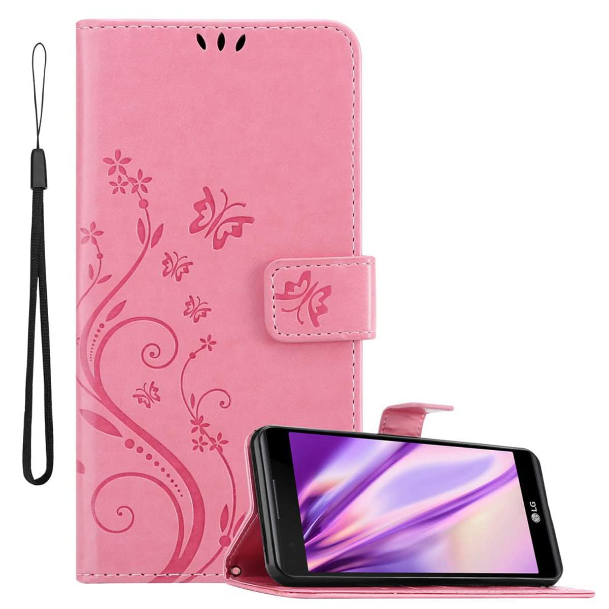 Blumen-Design Hülle Für LG X Power: Klappcase Mit Standfunktion & Kartenfach