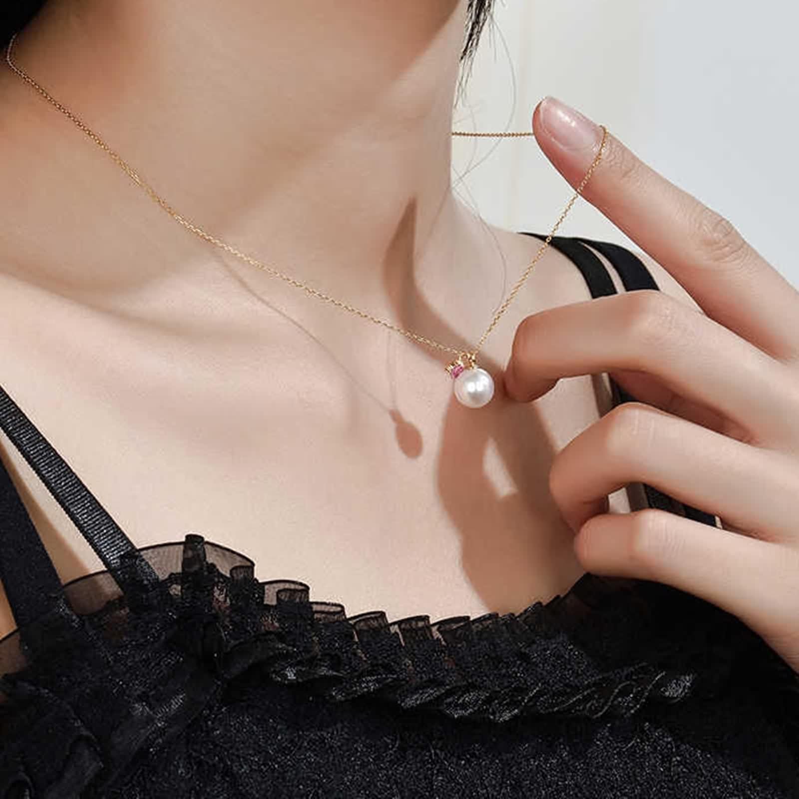 Saphir Halskette Damen, Ketten Anhänger Echter Schmuck 9K/14K/18K Gelbgold Geburtstagsgeschenk