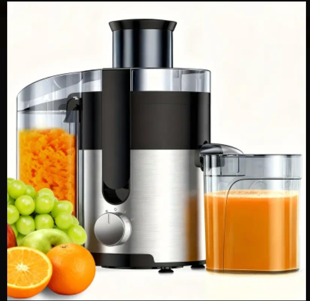 Household Multifunctional Juicer, Stainless Steel Fruit and Vegetable Juice Extractor, 9.8x13 Inches, with Food Grade Filter and Juice Container