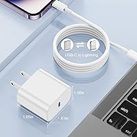 Vista 5 de Cargador para iPhone Bloque de Carga Rápida, [Certificado MFi] Enchufe Cargador de Pared y Cable de 6ft USB C a Lightning, Adaptador de Corriente