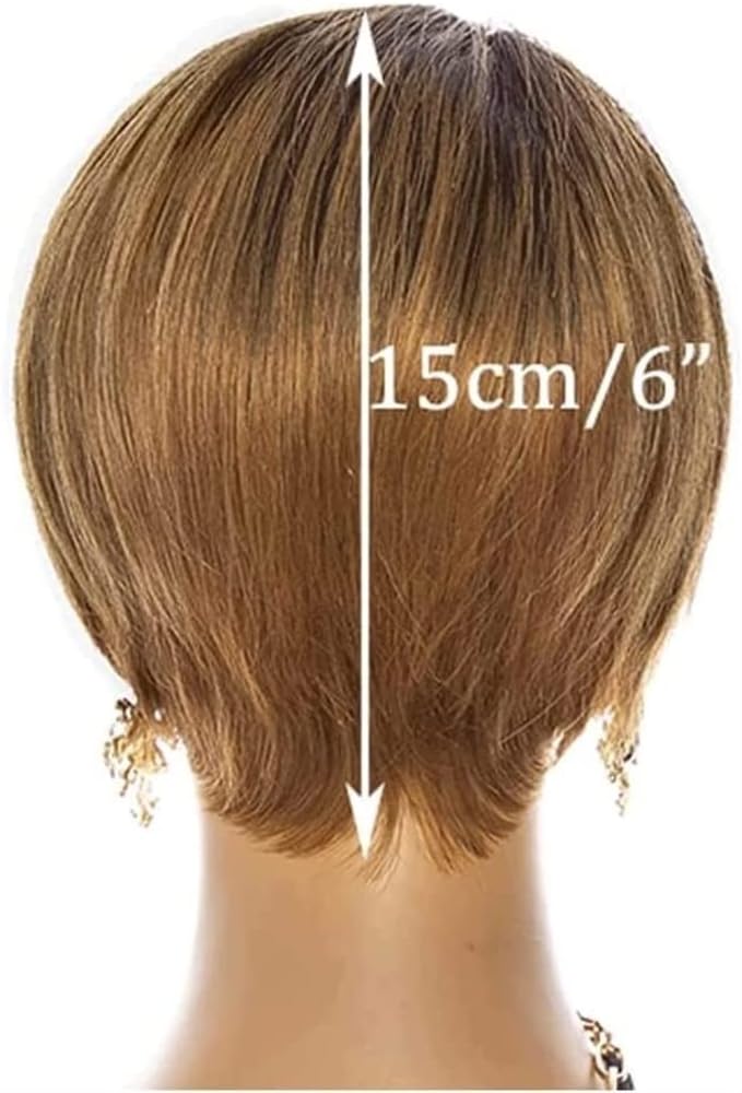 ウィッグ アフリカの女性の茶色のかつらフルショート人毛ウィッグ