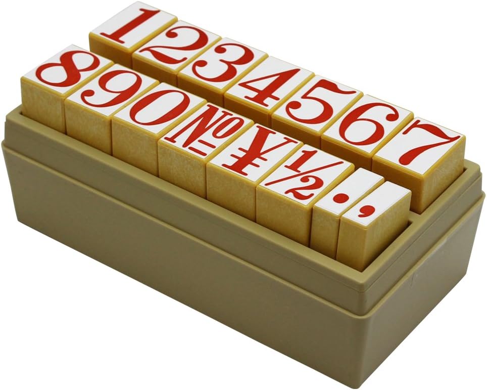 Shachihata TEN-03 Stamp Rubber Stamp with Pattern, Number Set, Large No. 1.0 x 0.7 inches (26 x 17 mm)
