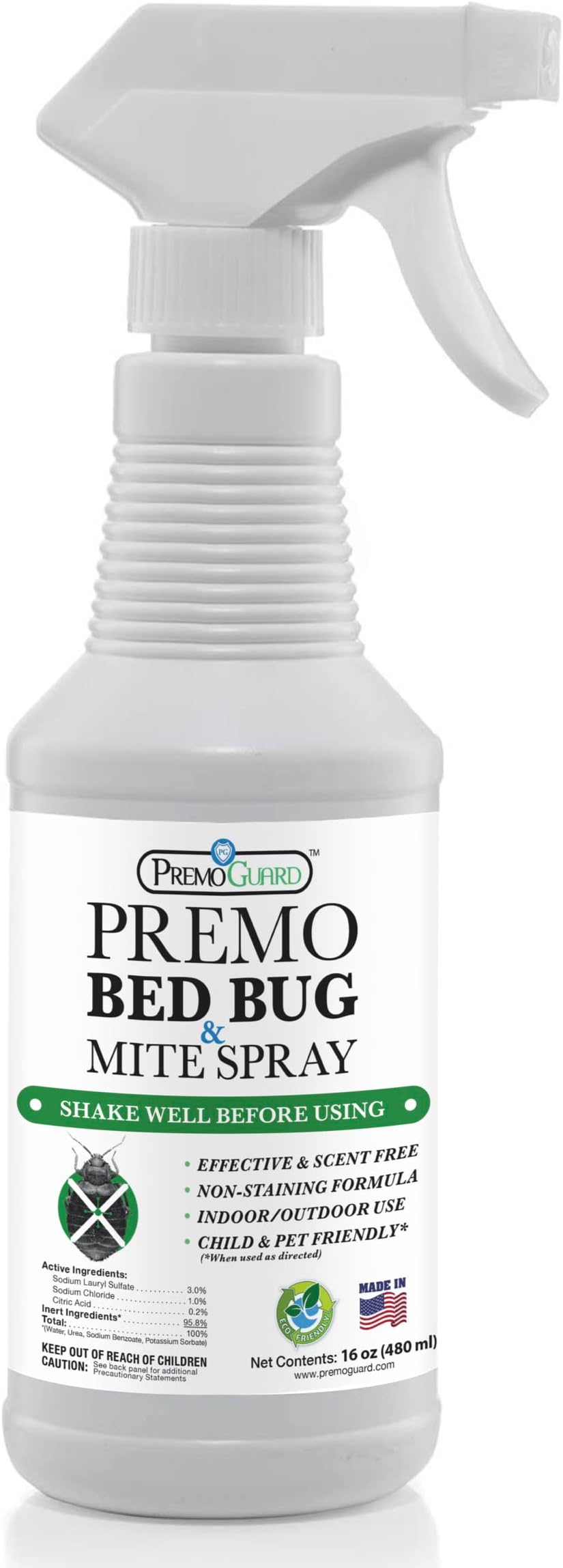 Bed Bug Killer Spray 16 oz - University Tested 100% Kill Rate - Natural Non Toxic, Stain & Scent Free - Kill Bedbugs & Mites On Bed & Blankets, Furniture, Clothing - Child & Pet Safe