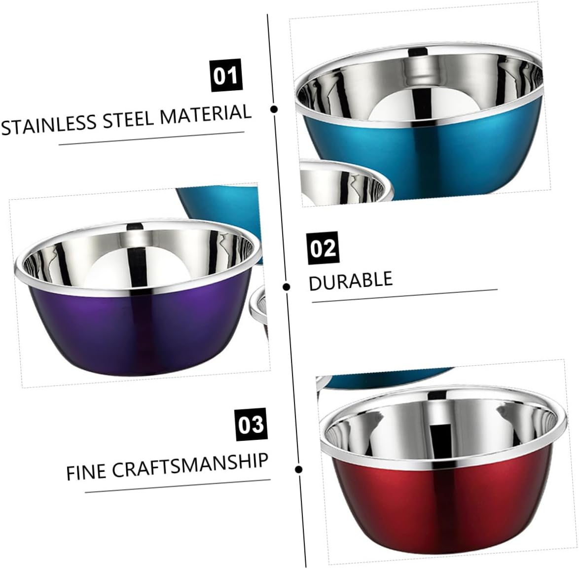 3pcs Stainless Steel Mixing Bowls Set with Colander Kitchen Prep Bowls Nesting Design for Food Storage and Vegetable Washing