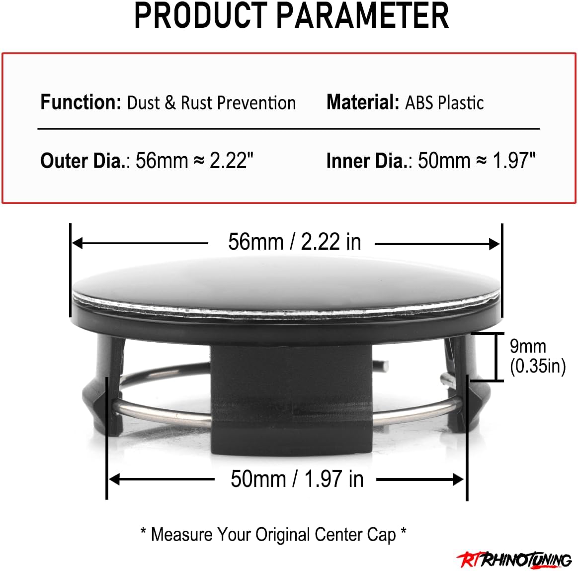 57mm 2.24in ABS Black Wheel Center Caps Set of 4 for New-Mazda