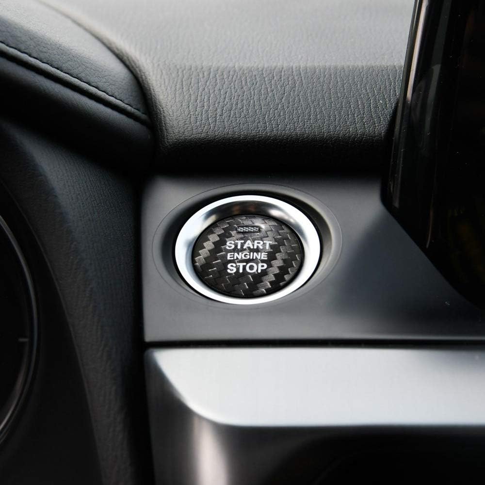 AIRSPEED Carbon Fiber Car Engine Start Button Sticker Interior Trim for Mazda Axela Atenza CX-3 CX-4 CX-5 CX-8 MX-5 Accessories (Black)