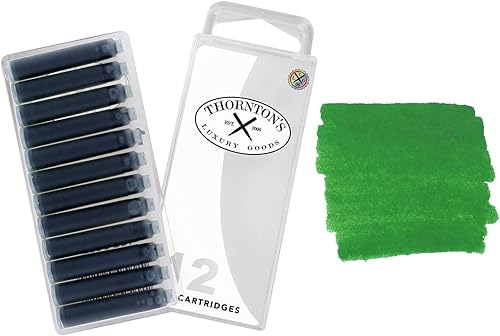 Thornton's Luxury Goods Short Standard International - Cartuchos de tinta para pluma estilográfica, paquete de 12 repuestos para bolígrafos de