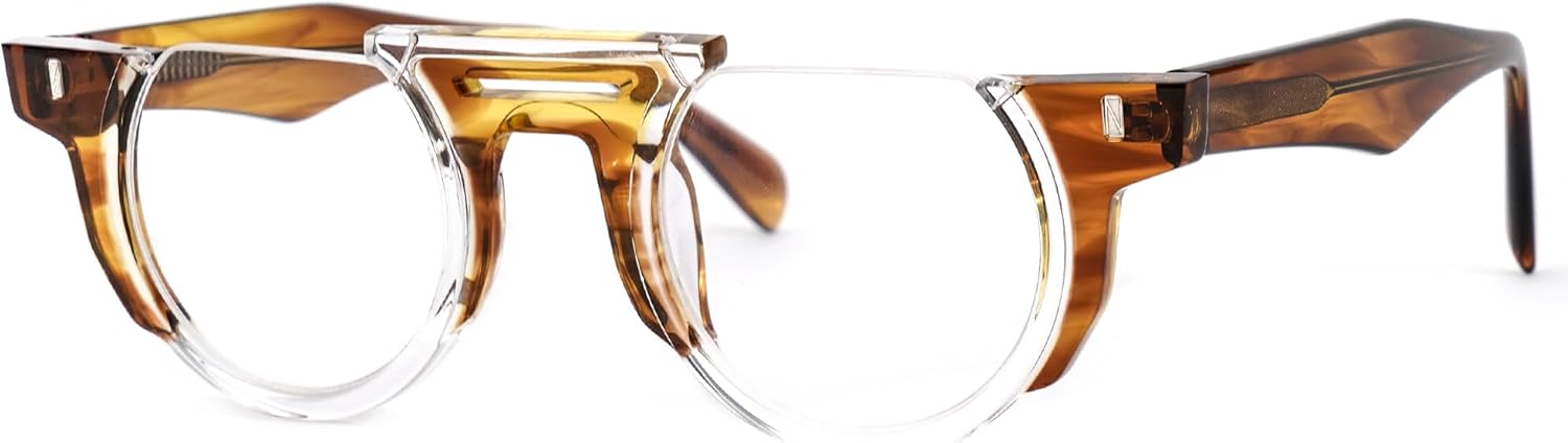 Zeelool Classic Half-frame Round Glasses with Non-prescription Clear Lens for Men ZJGA332547