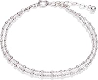 Vista 11 de Pulsera de doble cadena Annika Bella, cadena de mano de 6.5-7.5 pulgadas, pulseras de cadena de plata de ley 925, joyería minimalista para mujer
