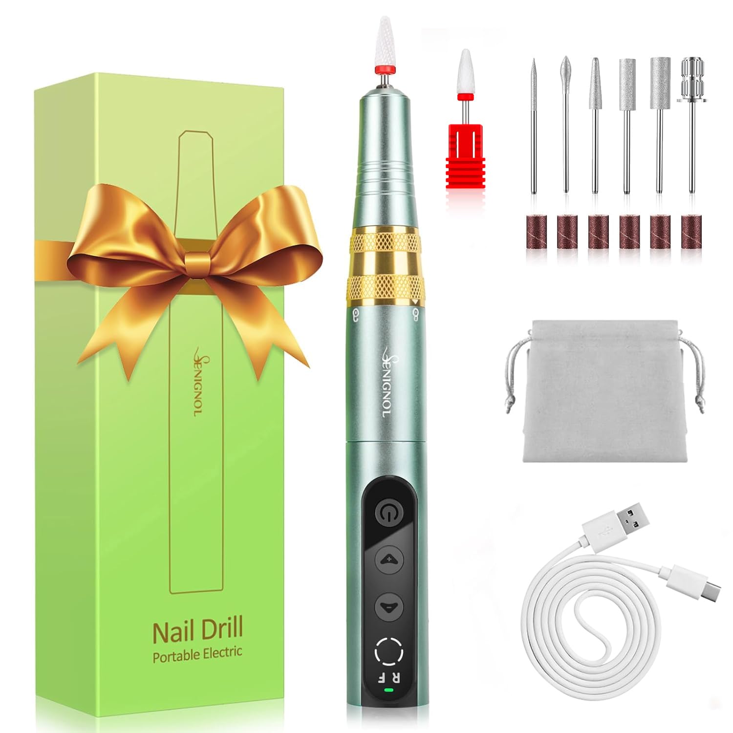 Electric Cordless Nail Drill, 35000RPM Portable Nail Drill Machine for Gel Acrylic Nails, Rechargeable Nail File for Home Salon Manicure Pedicure and Polishing