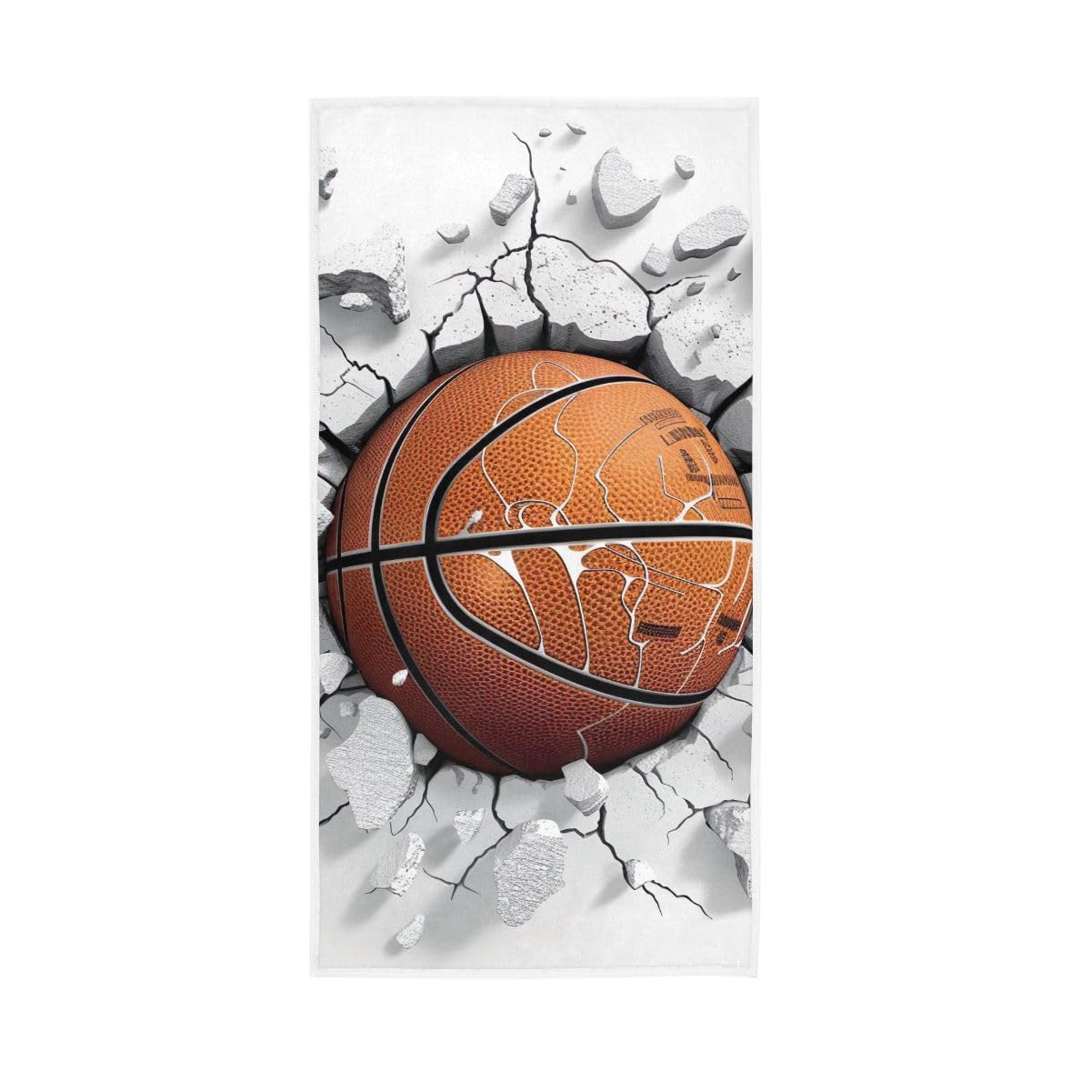 HUYGD Basketball Ball Breaking Wall Hand Towels, 15 x 30 Inches, Soft Highly Absorbent Towels for Bathroom Gym Hotel