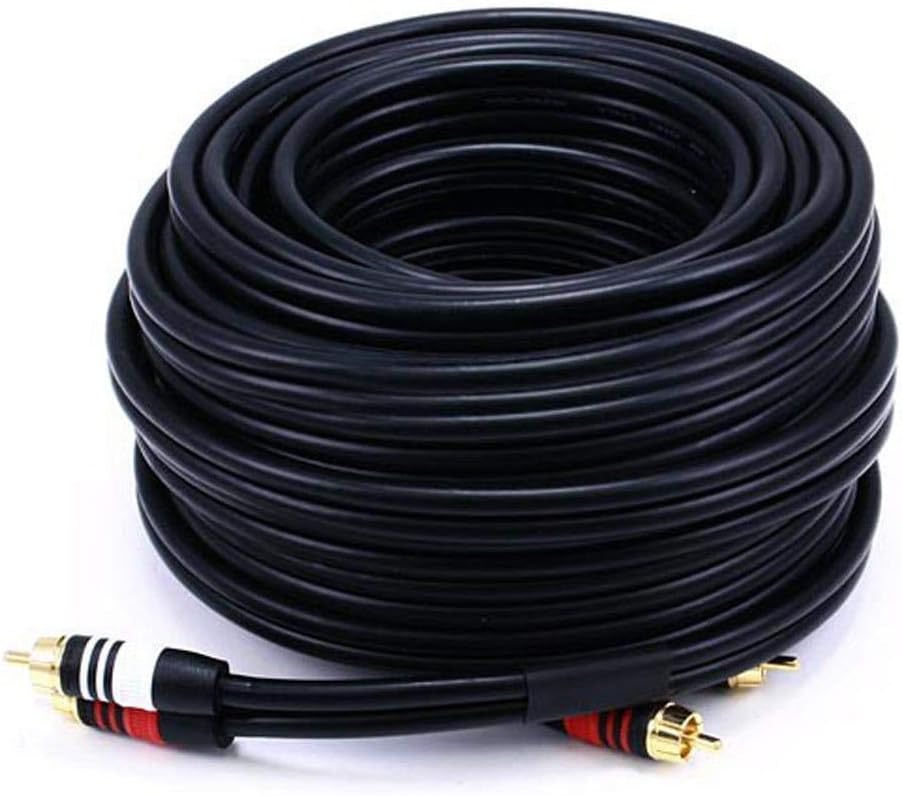 Monoprice Premium Two-Channel Audio Cable - 2 RCA Plug to 2 RCA Plug, Male to Male, 22AWG, 50 Feet, Black