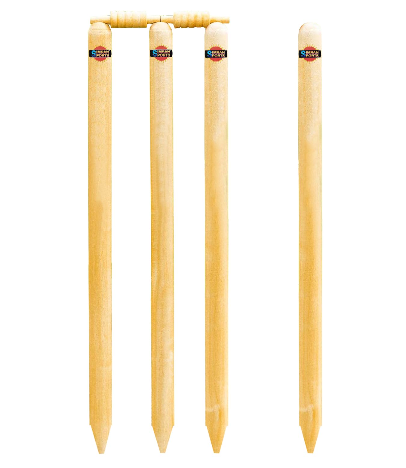 SIMRAN SPORTS Wood Cricket Wicket Set | Wooden Wicket Set with 3 Pieces Batting Side Wickets, 1 Piece Bowling Side Wicket & 2 Bails-image-4