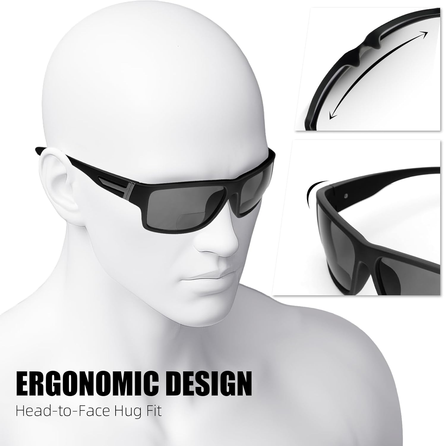 2 Pack Bifocal Sunglasses for Men with Built-in Readers, TR90 Frame UV400 Protection Wrap Around Reading Sun Glasses for Outdoor Sports, Driving & Fishing(2.75x) - Image 7