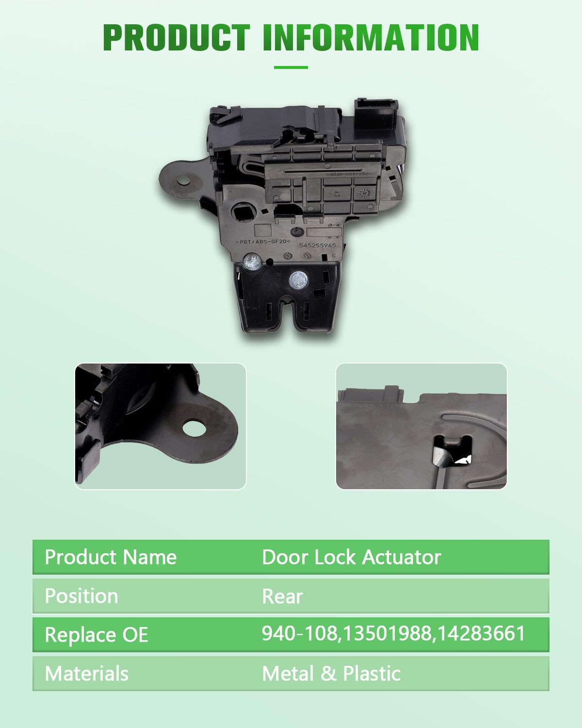 SCITOO Car Door Lock Actuator Rear Door Lock Latch Actuator Compatible for 2010 for Buick Allure,2016-2017 for Buick Cascada,2010-2018 for Buick LaCrosse,2012-2017 for Chevrolet Sonic 940-108