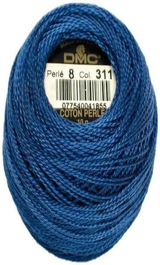DMC Pearl Cotton Thread - Size 8 Medium Navy Blue Embroidery Thread (95 Yards)