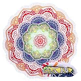 LeweLove Cute Boho Round Circle Beach Towel for Women Oversized Microfiber Mandala Bohemian Sand Fre