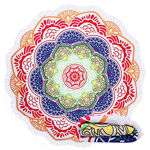 Lewelove Cute Boho Round Circle Beach Towel For Women Oversized Microfiber Mandala Bohemian Sand Free Cloud Beach Blanket Yoga Mat Extra Large Tapestry Turkish Floral Sunscreen Shawl Wrap Rug 60 X 60 #TOP22