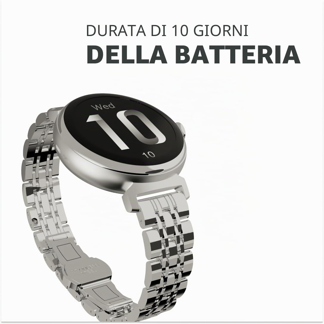 HiFuture Aura Smartwatch da donna, Display AMOLED in Acciaio Inossidabile da 1,08 pollici, Cardiofrequenzimetro, Sensori Real SpO2, Contapassi, Impermeabile IP68, Compatibile con Android e iOS