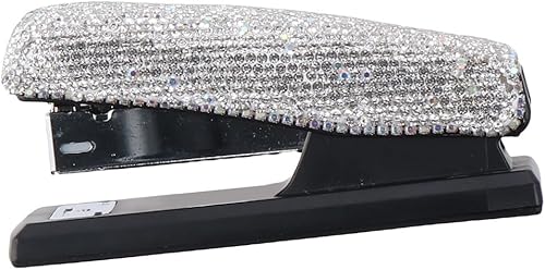 Miniatura 4 de dohobby Grapadora de cristal con diamantes de imitación, grapadora de oficina para oficina, bonito kit de oficina, elegante accesorio de escritorio