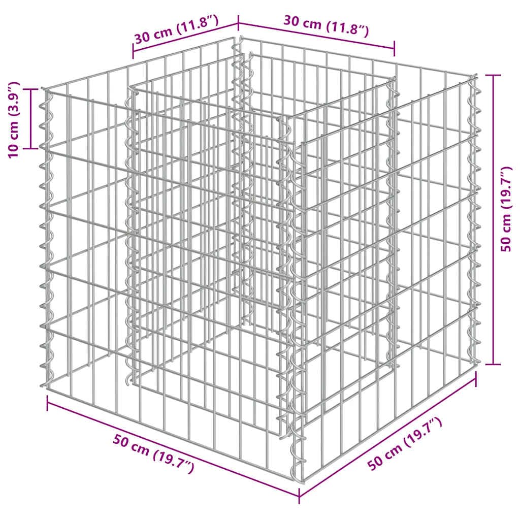 vidaXL Lit Surélevé à Gabion Acier Galvanisé 50x50x50 cm Jardinière Jardin