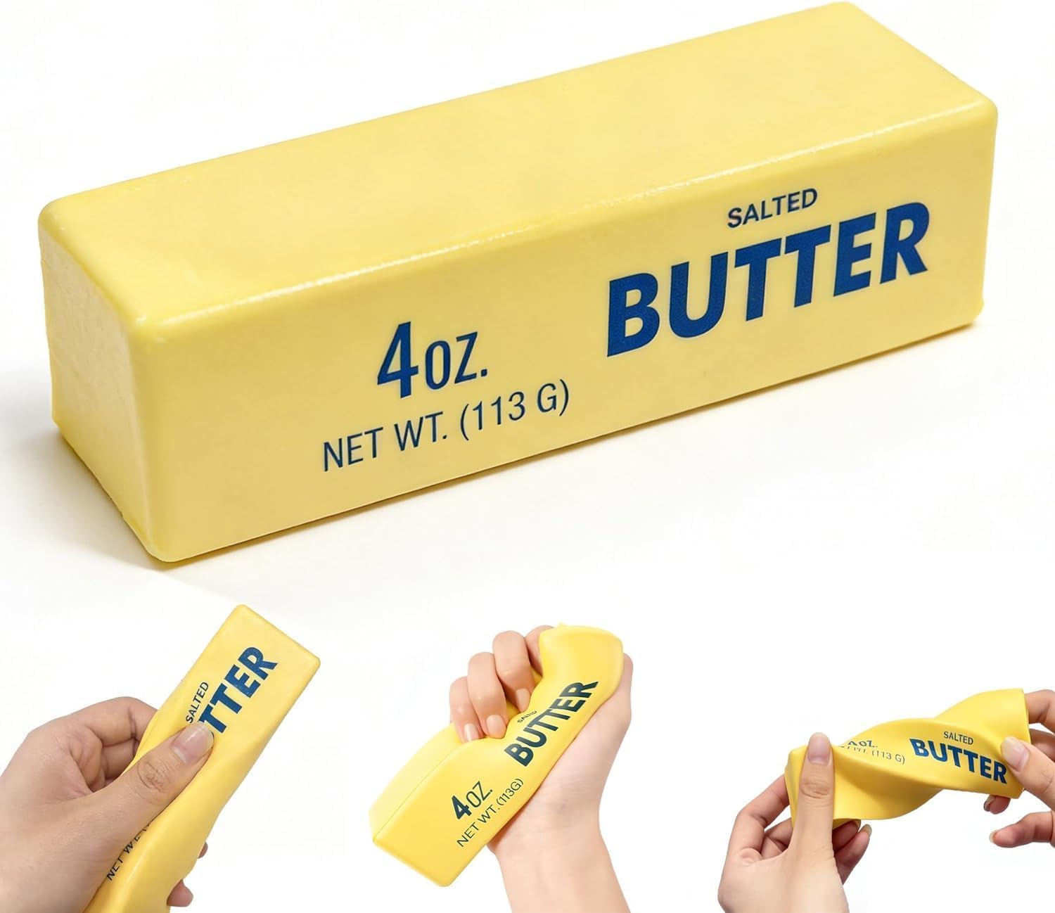 Butter Squishy,Stress Relief Cube Block, Salted Butters Design Stress Relief Squishies for Desk,PU Material Anxiety Relief Fidget Toy for Kids Adults Office Home