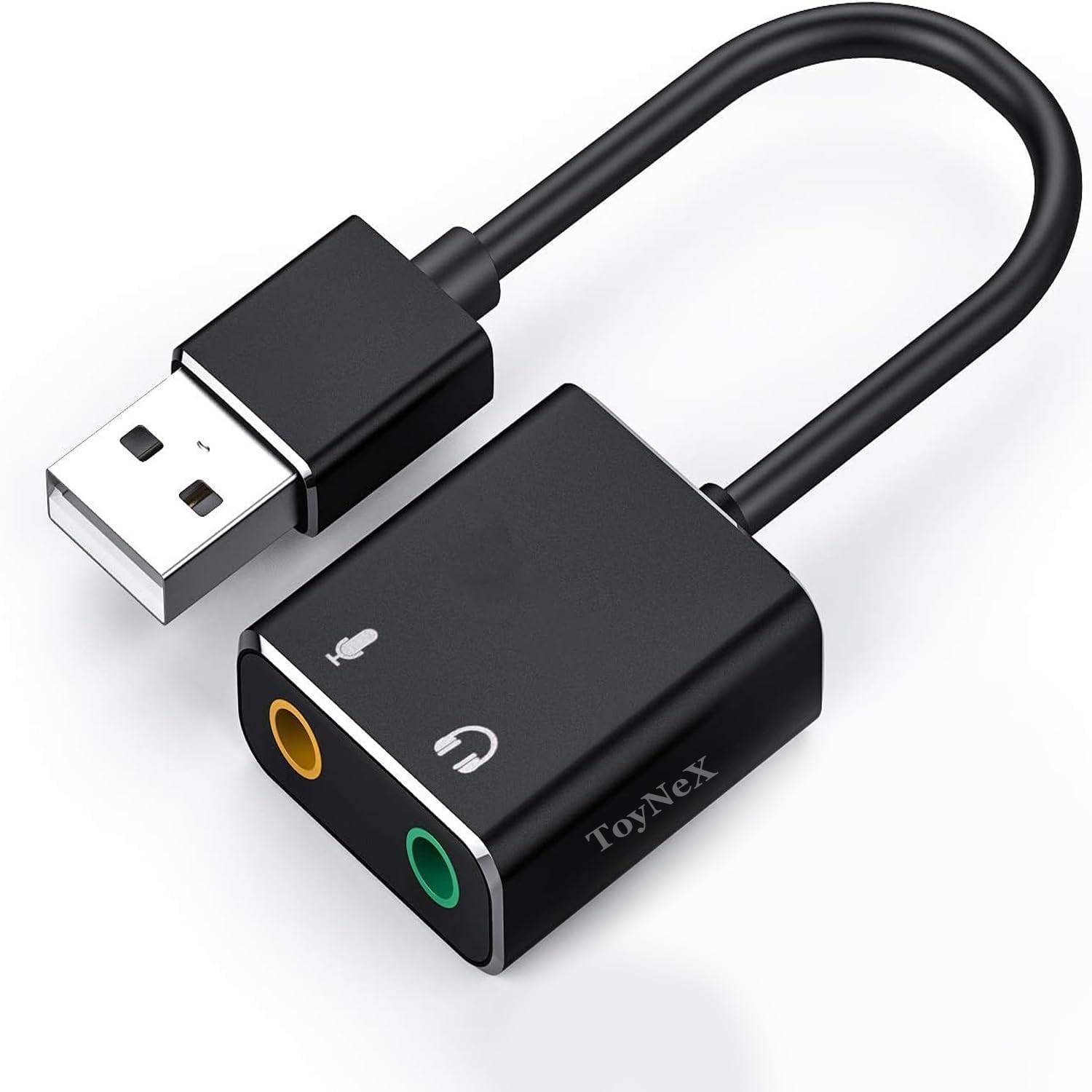 USB to Audio Jack Sound Card Adapter with Headphone with Microphone USB to 3.5mm External Audio Converter for Win-dows Mak PC Laptops Desktops P.S Headsets Black. (Pack of 1)-image-49