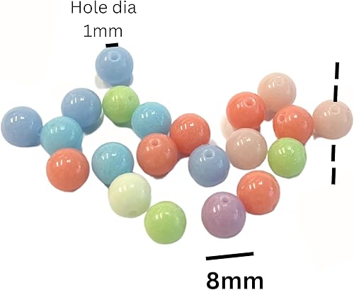 Miniatura 10 de Cuentas de vidrio redondas de 0.315 pulgadas a granel para pulsera, suministros de joyería de bricolaje, regalo para abalorios, 200 piezas