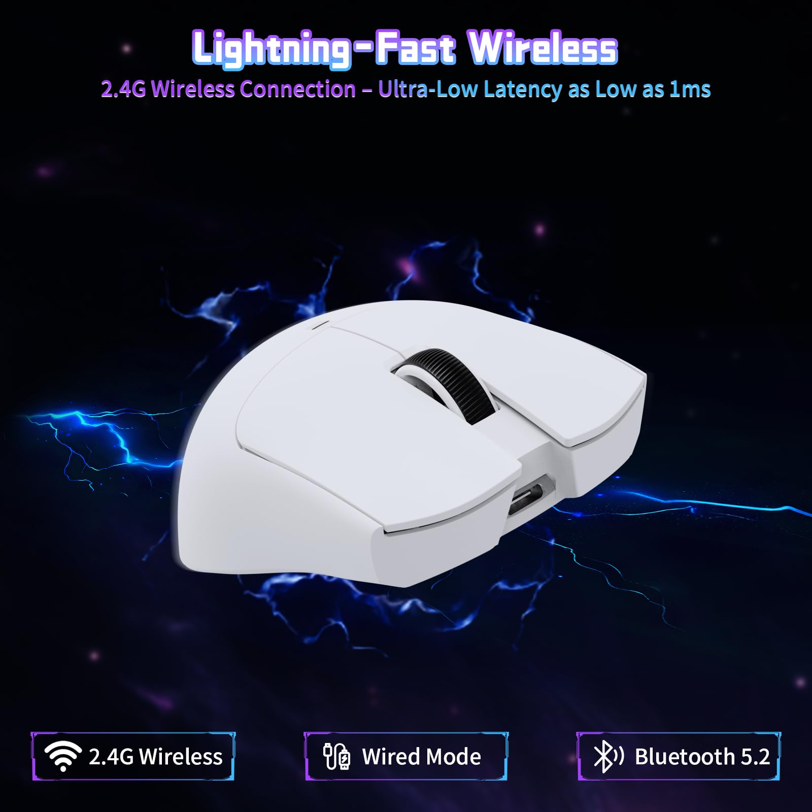 ATTACK SHARK X11SE Souris de Jeu sans Fil, Ultra-légère, 63g, avec Capteur PixArt PAW3311, 22000 PPP, Trimode BT/2,4GHz/Filaire, 1000 Hz, Batterie 300 mAh, Double Pilote, pour PC/Mac (Blanche)