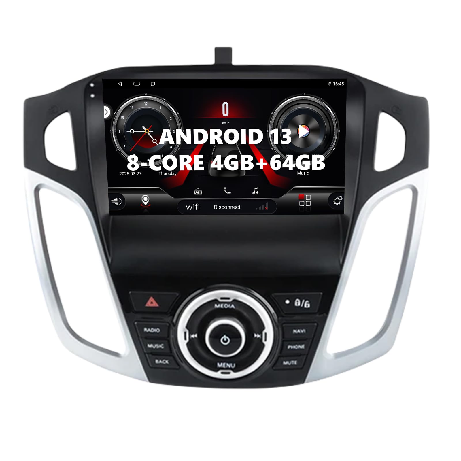 Radio samochodowe do FORD FOCUS MK3 2011-2019, system Android 13 4GB+64GB z Carplay Android Auto, 9-calowy qled ekran dotykowy, obsługuje Nawigację GPS WLAN BT LTE