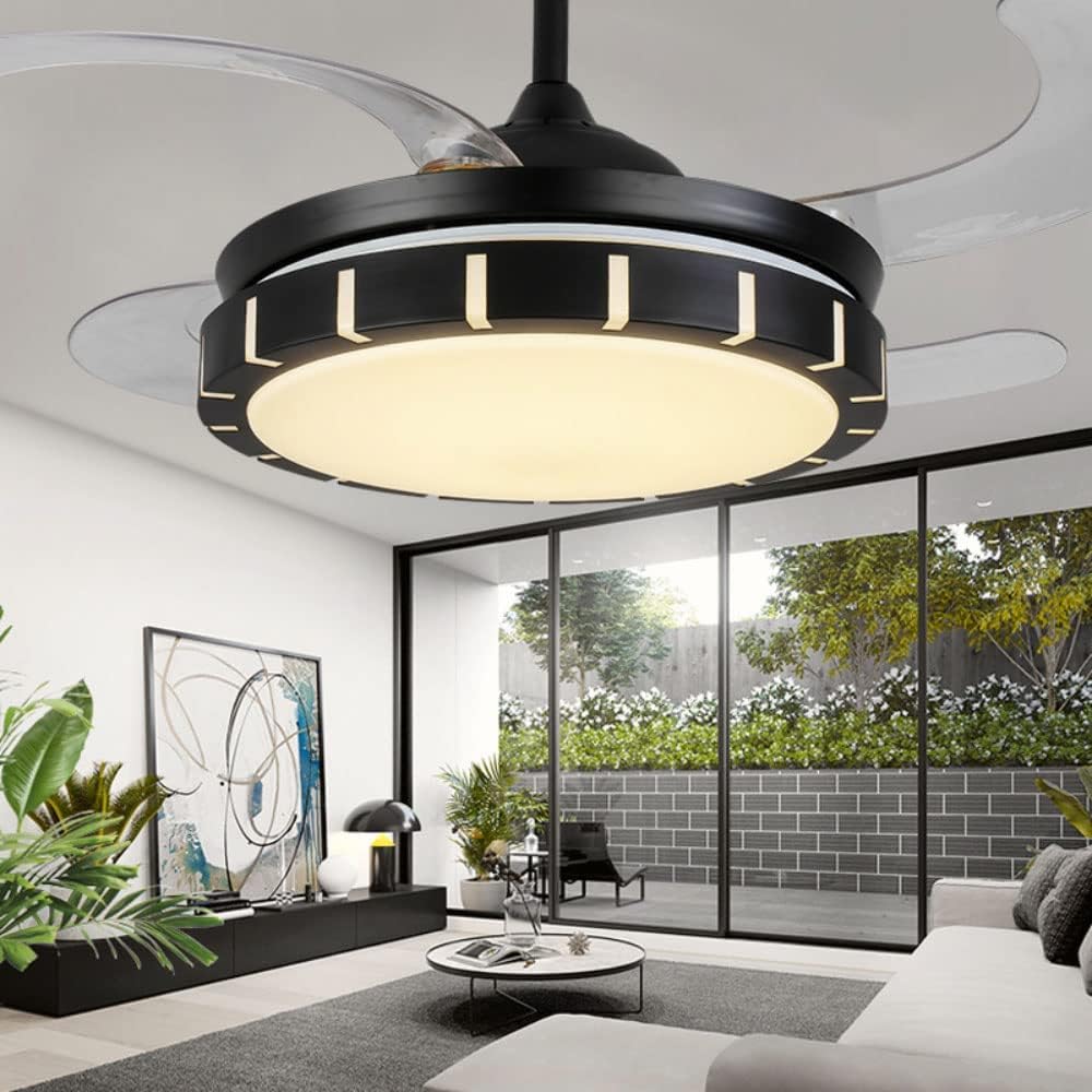 Wentylatory sufitowe Plafondventilatorlicht met led-licht Ventilatorlicht met afstandsbediening Hanglamp Ventilator Intrekbare plafondverlichtingsarmaturen luksusowe