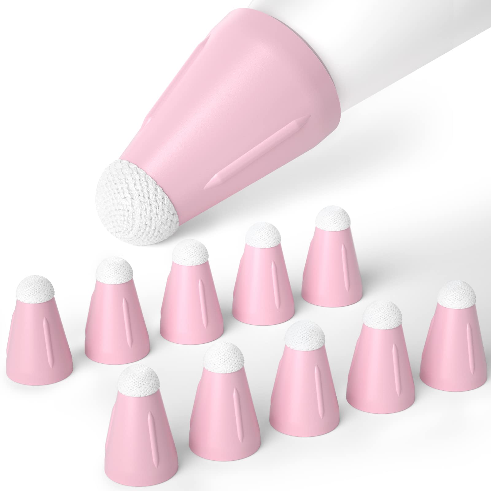 JOOSKO Apple Pencil Nib Protector, Silicone Fiber Nib Cover [Pack of 10], Non-Slip Pink